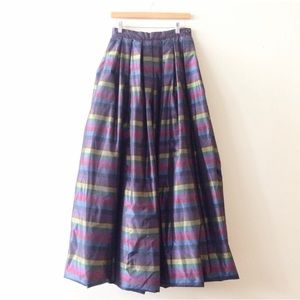 Paola Quadretti Vintage Silk Striped Maxi Skirt